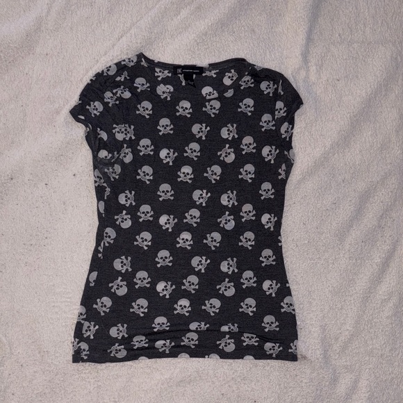 INC International Concepts Black Skull Print Women's Tee - Picture 1 of 2